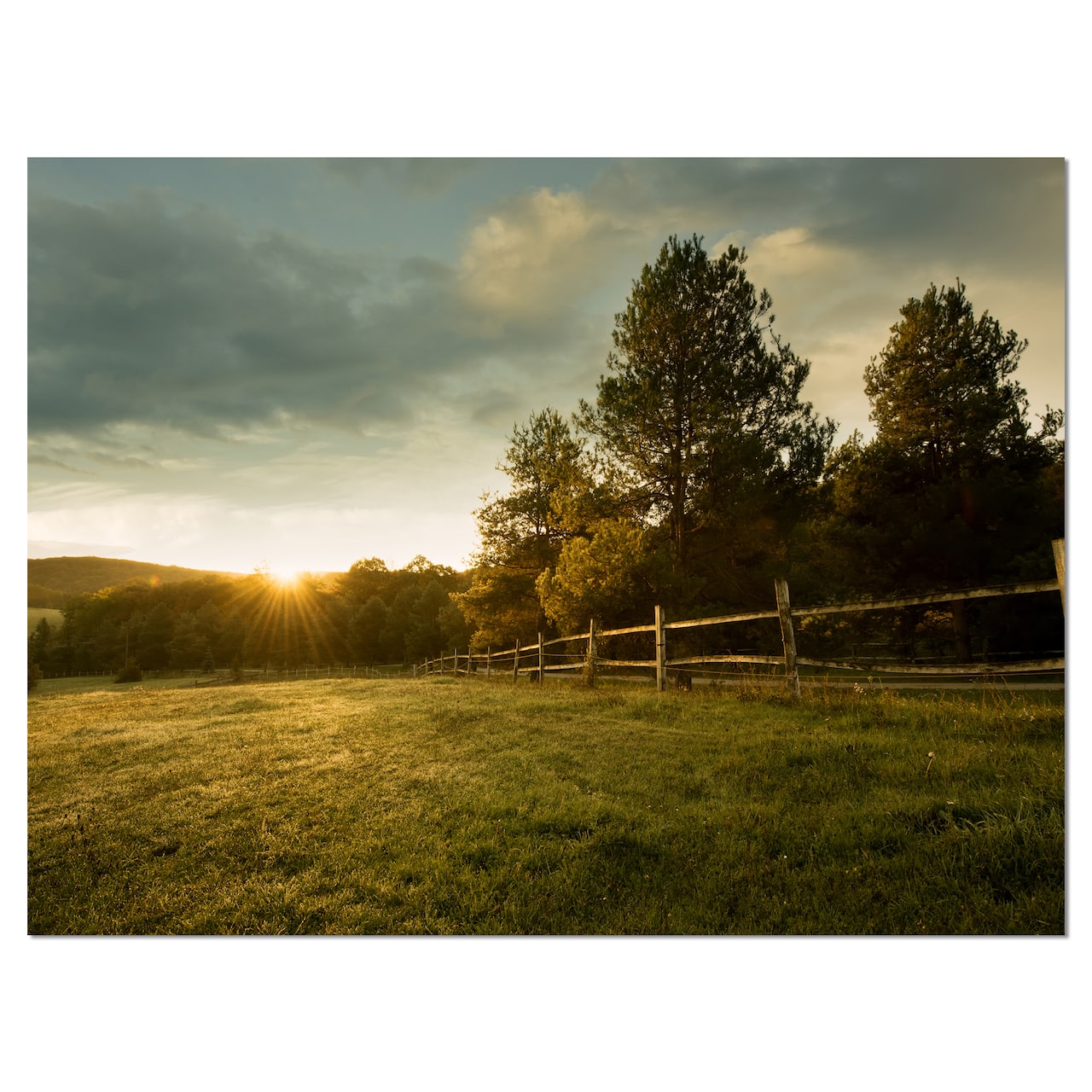 Designart - Beautiful Sunrise in the farm - Landscape Canvas Art Print